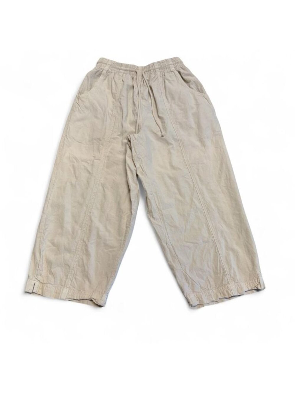 Vintage 90's Wide Leg Capri Pants Women's Small Petite Summer Beige Comfy Casual